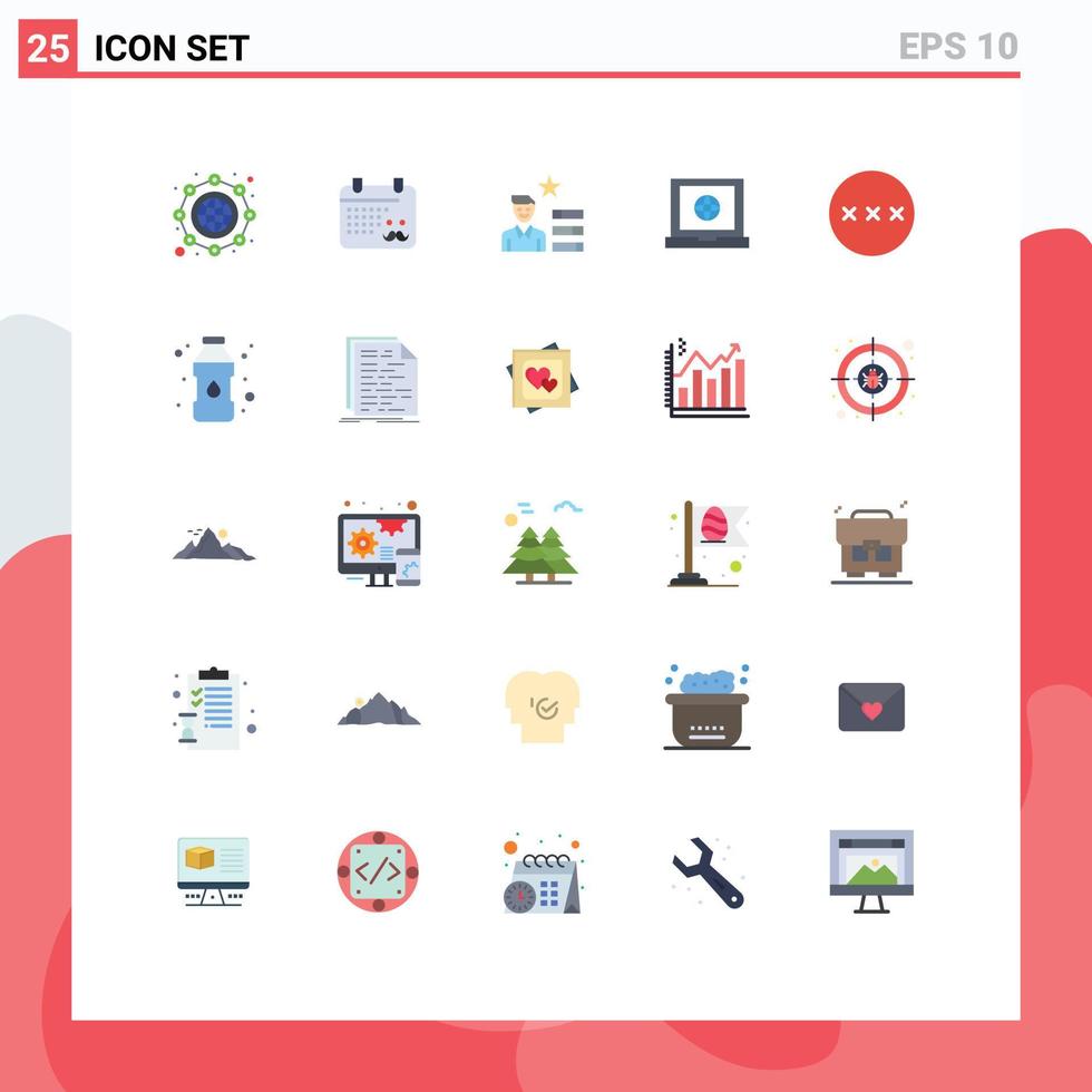 Modern Set of 25 Flat Colors and symbols such as secure password find job web globe Editable Vector Design Elements