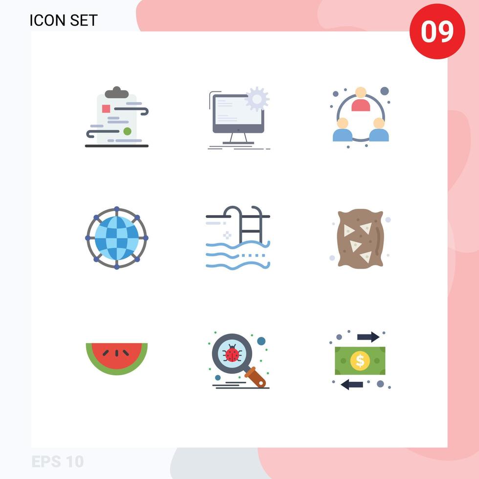 9 Creative Icons Modern Signs and Symbols of network global site data mlm Editable Vector Design Elements