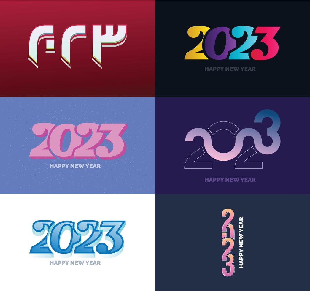 Big Collection of 2023 Happy New Year symbols Cover of business diary for 2023 with wishes vector