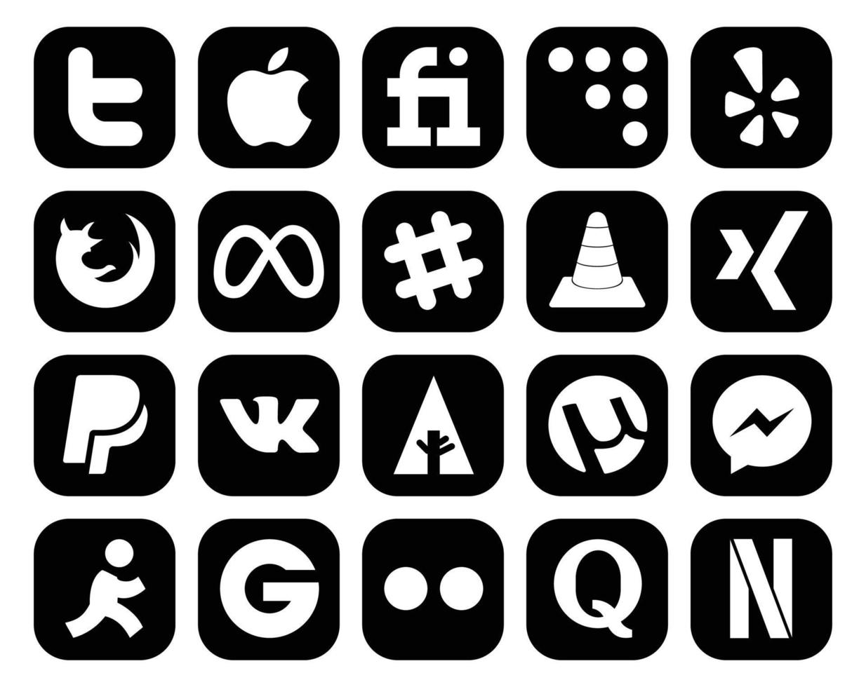 20 Social Media Icon Pack Including vk xing meta player vlc vector