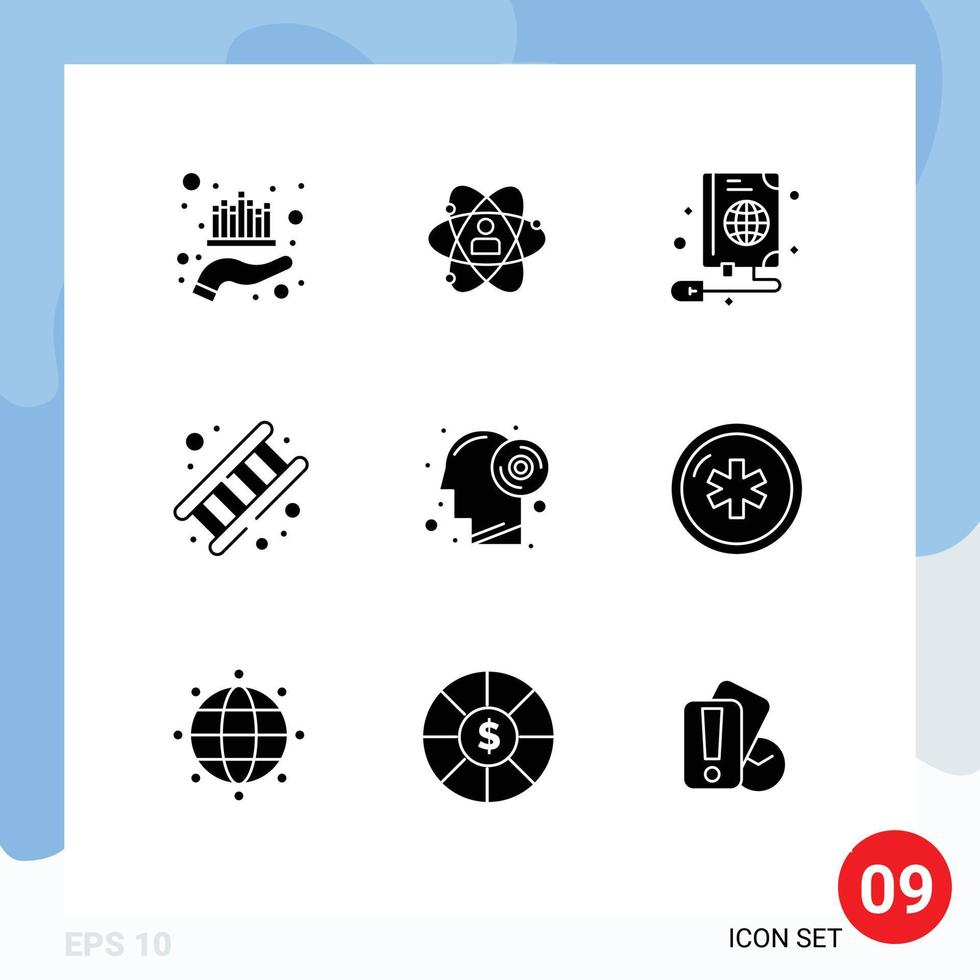 Set of 9 Modern UI Icons Symbols Signs for fireman globe person web mouse Editable Vector Design Elements