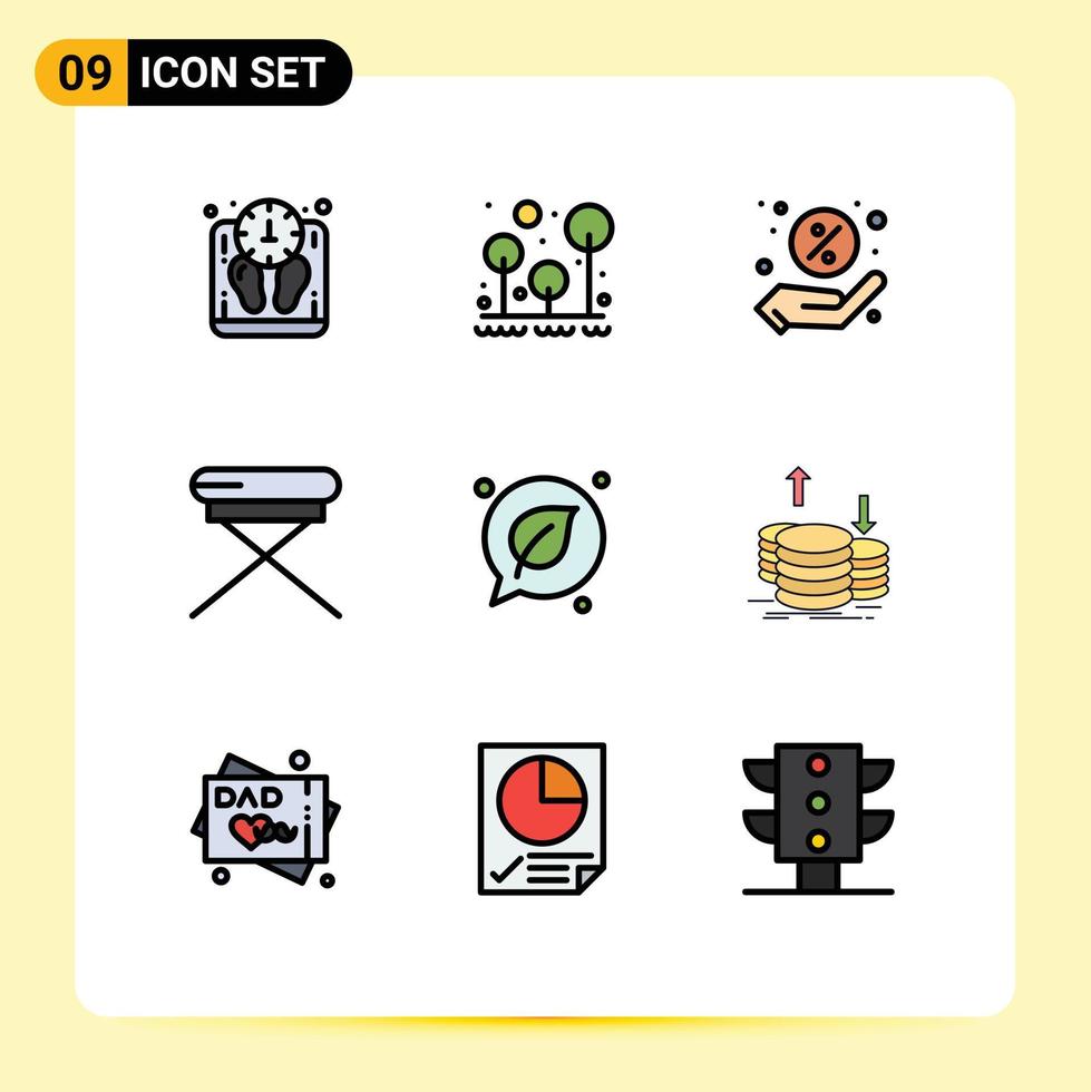 paquete de iconos de vector de stock de 9 signos y símbolos de línea para elementos de diseño de vector editables de silla interior de árbol de asiento verde