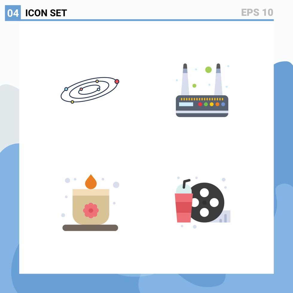 Flat Icon Pack of 4 Universal Symbols of galaxy sauna system router real Editable Vector Design Elements