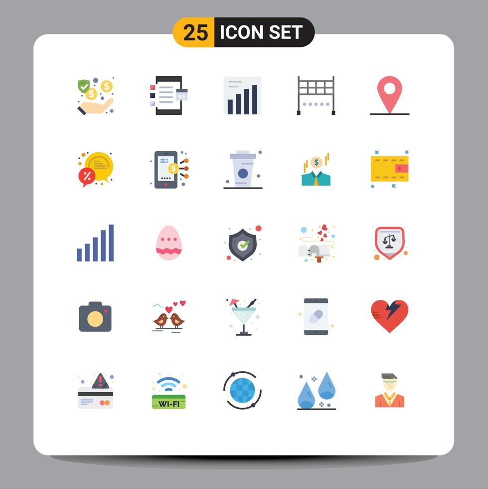User Interface Pack of 25 Basic Flat Colors of chat car device location line Editable Vector Design Elements