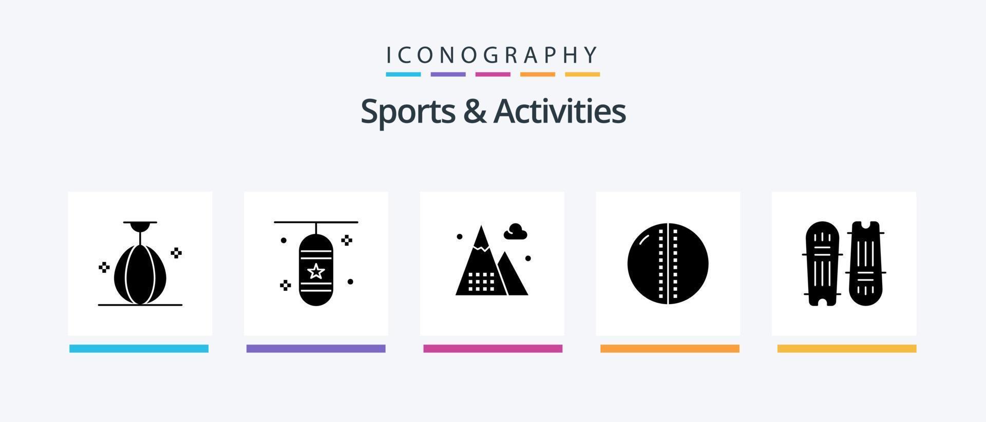 Sports and Activities Glyph 5 Icon Pack Including leather ball. cricket ball. sports accessory. nature. game. Creative Icons Design vector