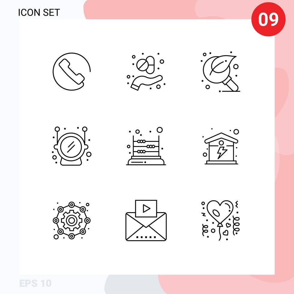 9 Thematic Vector Outlines and Editable Symbols of math game green safety helmet Editable Vector Design Elements