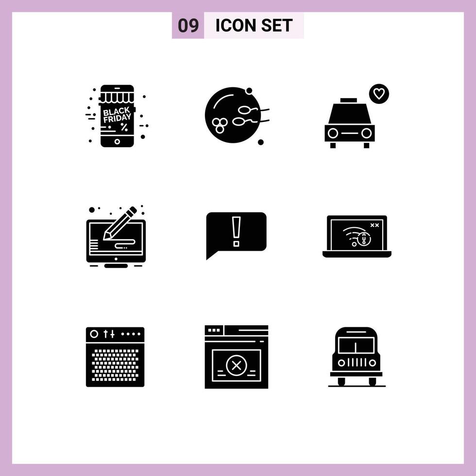 9 Creative Icons Modern Signs and Symbols of basic chat car screen copyright Editable Vector Design Elements