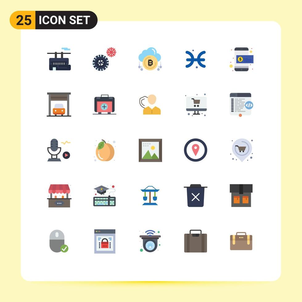 paquete de iconos de vector de stock de 25 signos y símbolos de línea para el pago de dólar grecia piscis astrología elementos de diseño de vector editables