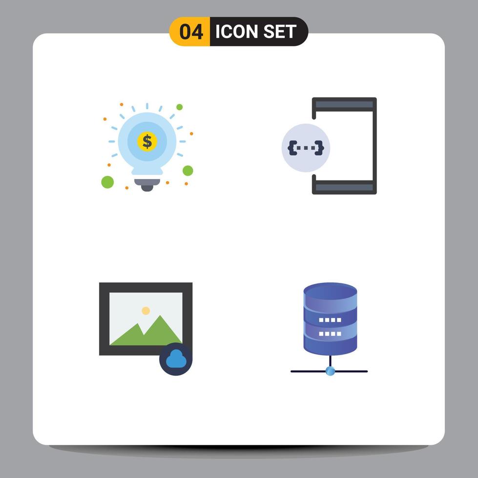 4 concepto de icono plano para sitios web móviles y aplicaciones idea marketing en la nube desarrollar elementos de diseño de vectores editables de fotos
