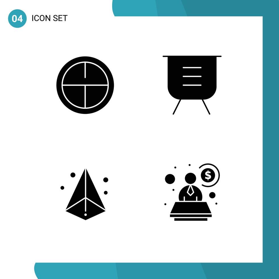 4 User Interface Solid Glyph Pack of modern Signs and Symbols of army laser board performance printing Editable Vector Design Elements