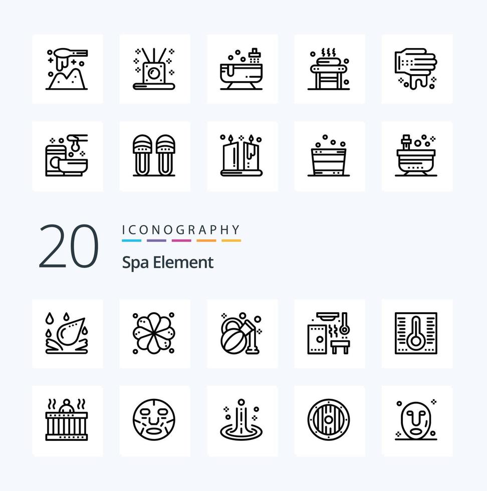 20 Spa Element Line icon Pack like massage spa spa temperature spa vector