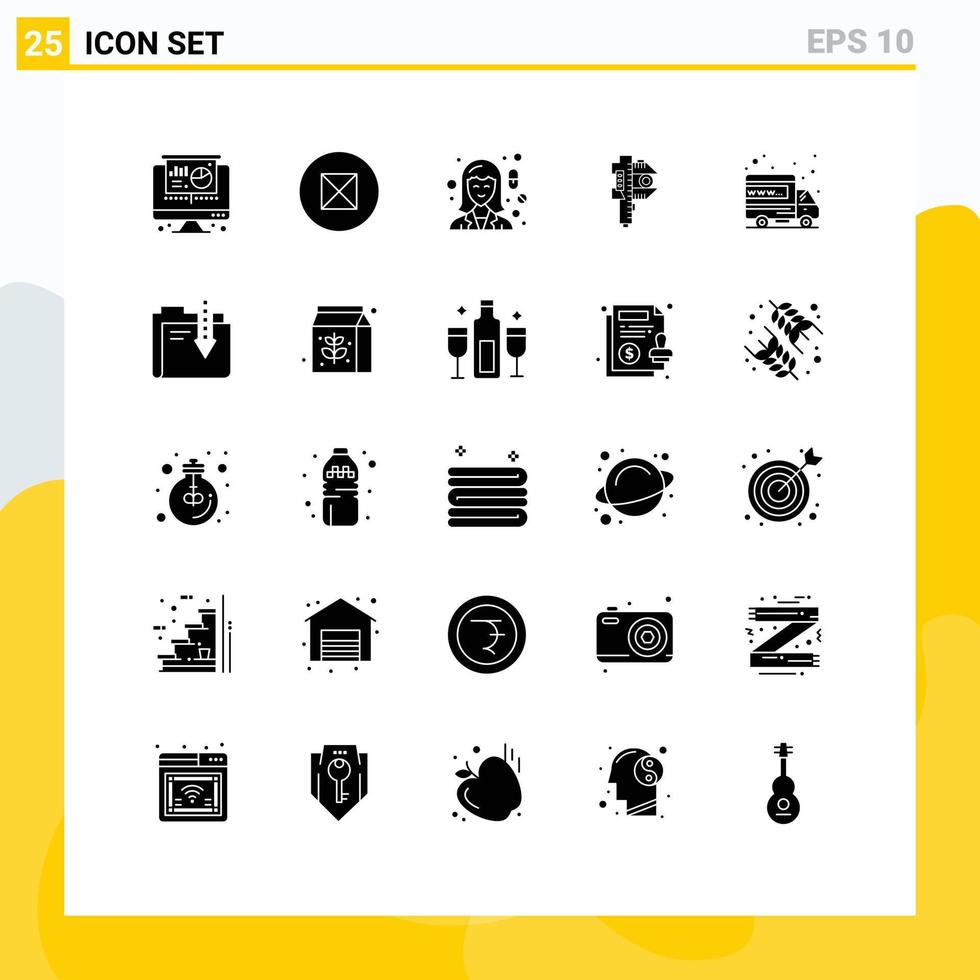 25 Thematic Vector Solid Glyphs and Editable Symbols of international tiny medicine small accuracy Editable Vector Design Elements