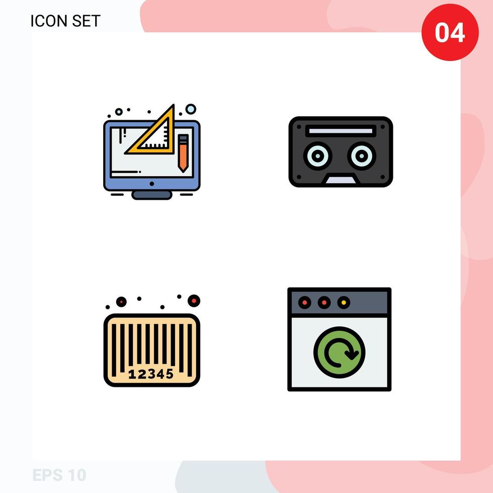 4 Filledline Flat Color concept for Websites Mobile and Apps creative tape graphic audio bar Editable Vector Design Elements