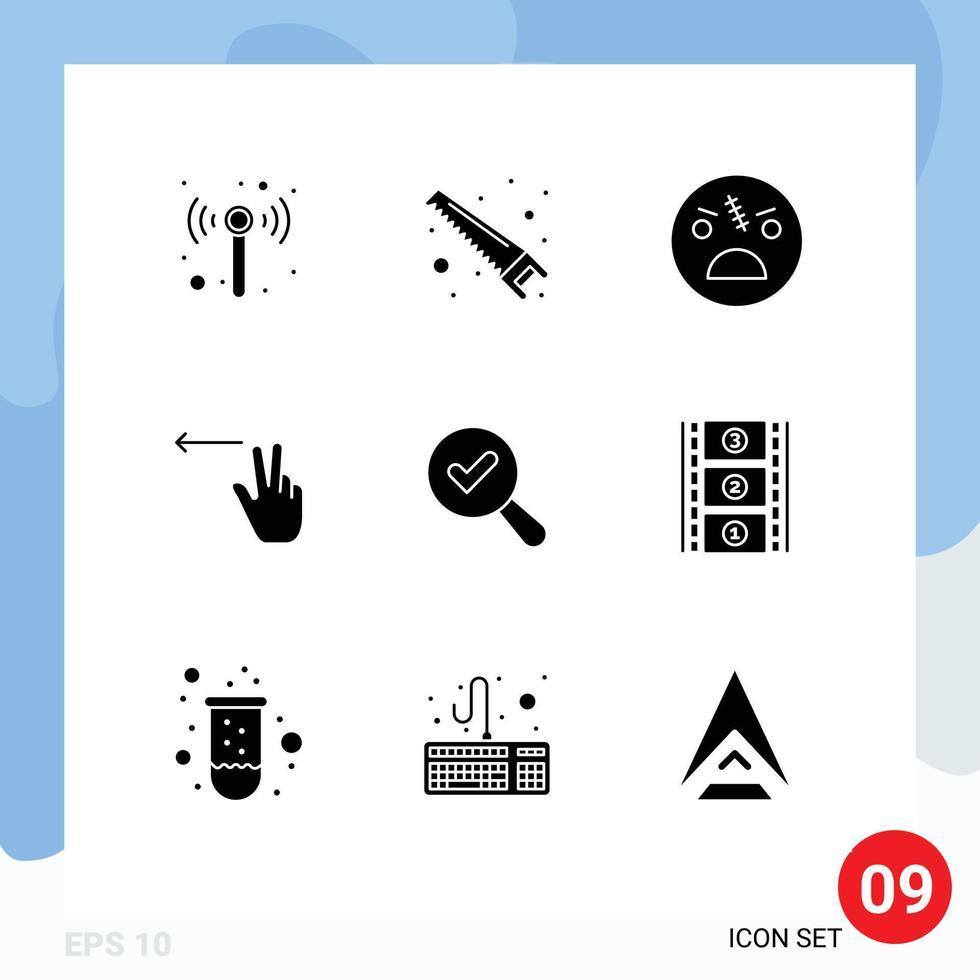 9 Universal Solid Glyph Signs Symbols of view find halloween left fingers Editable Vector Design Elements