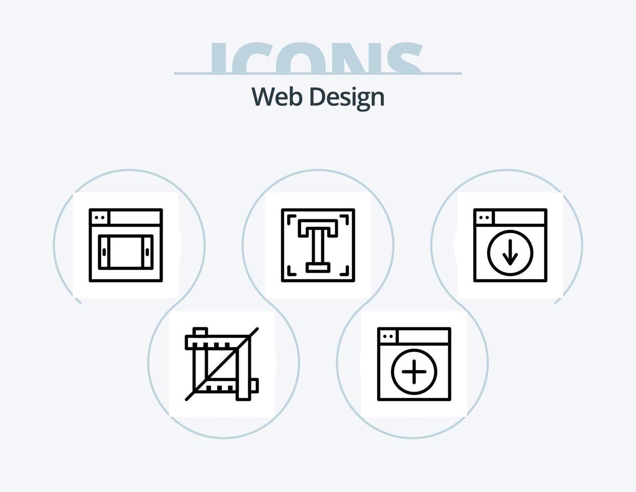 Web Design Line Icon Pack 5 Icon Design. graphics. window. drawing. add. graphics design vector