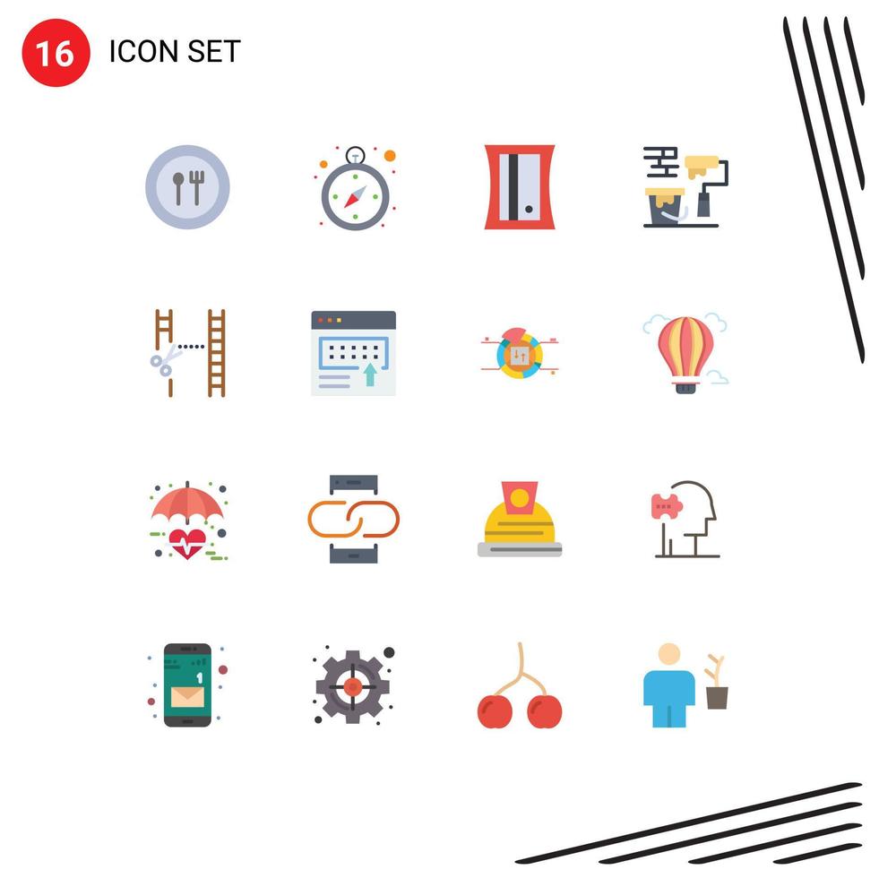16 Universal Flat Colors Set for Web and Mobile Applications editing cinematography sharpener cinema paint Editable Pack of Creative Vector Design Elements
