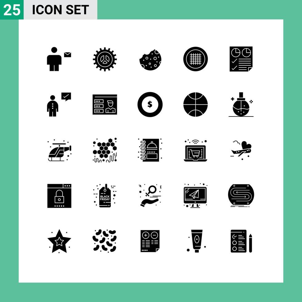 25 Universal Solid Glyph Signs Symbols of streamline layout web design grid dessert Editable Vector Design Elements
