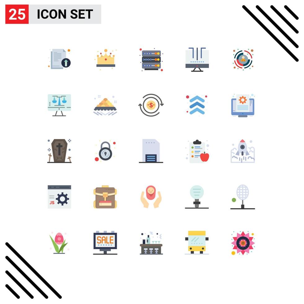 Pack of 25 Modern Flat Colors Signs and Symbols for Web Print Media such as customer search hosting optimization engine Editable Vector Design Elements