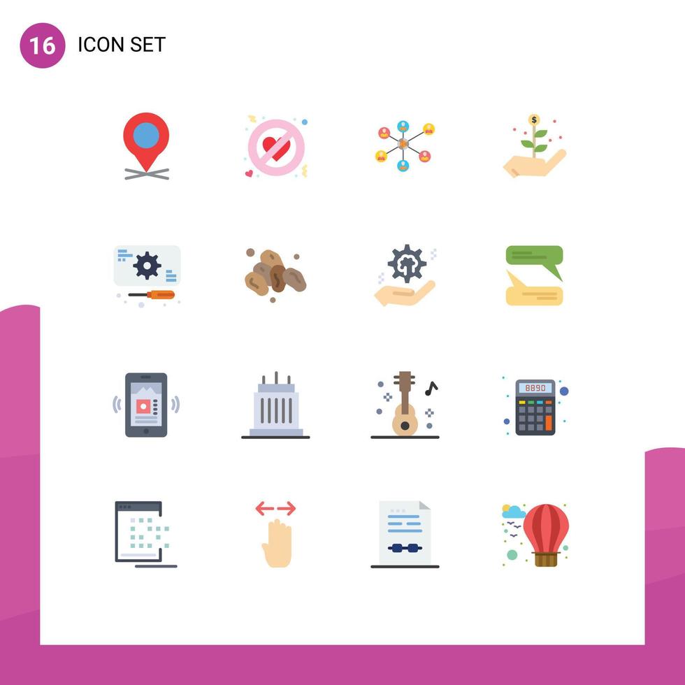 Modern Set of 16 Flat Colors and symbols such as repairs development wlan startup growth Editable Pack of Creative Vector Design Elements