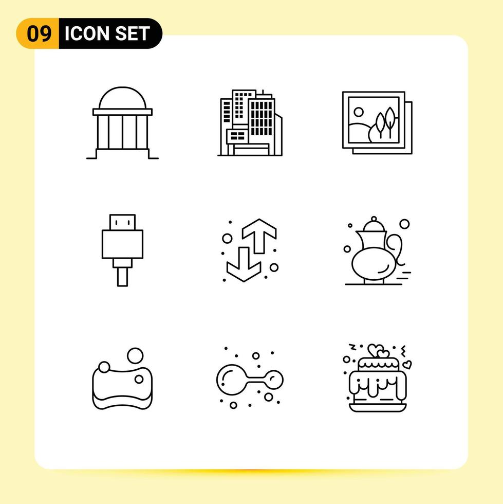 9 Thematic Vector Outlines and Editable Symbols of down usb frame storage devices Editable Vector Design Elements