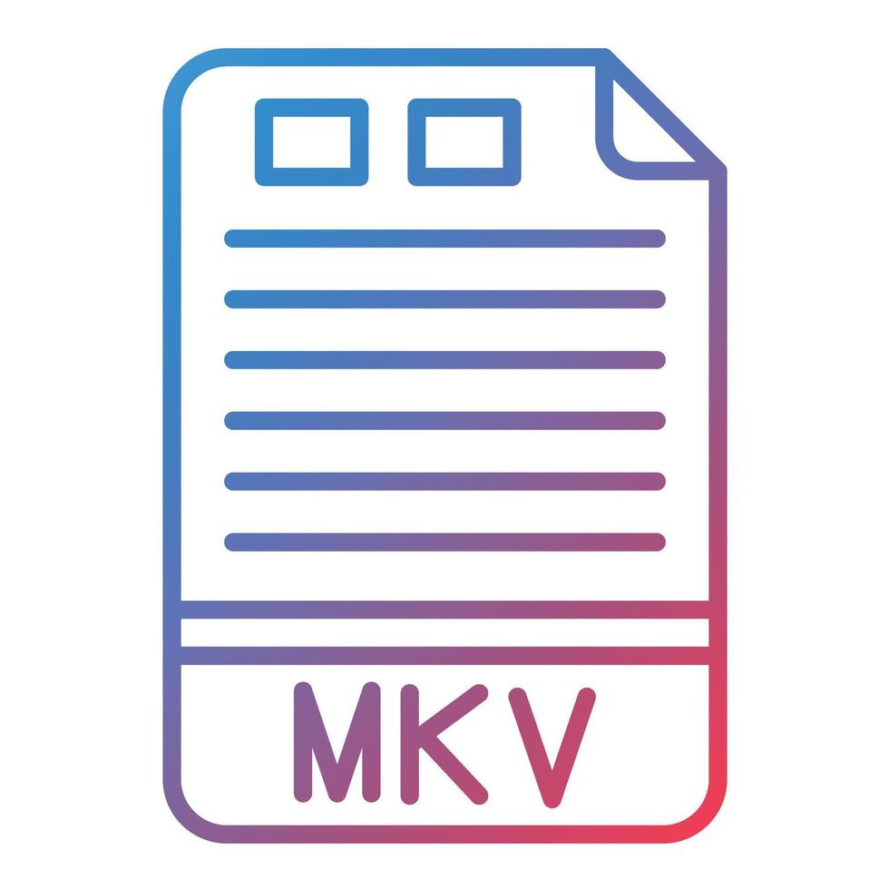 icono de gradiente de línea mkv vector