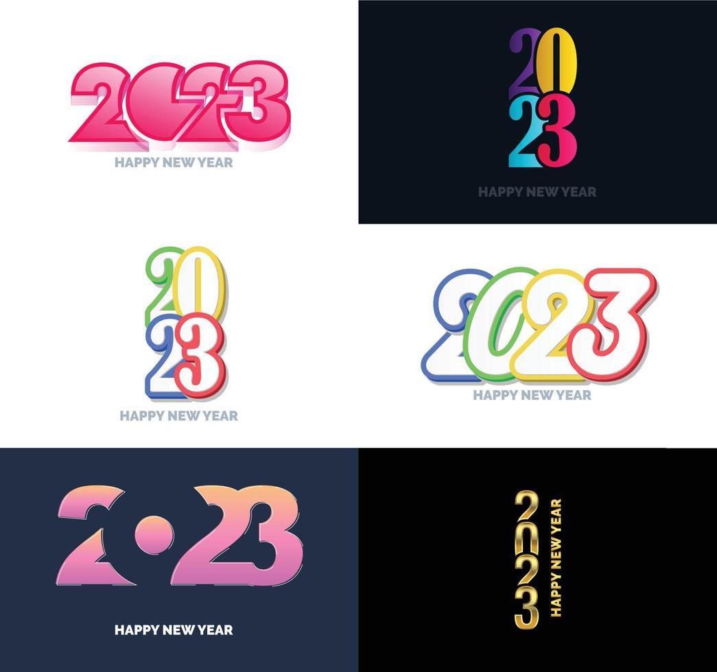 Big Collection of 2023 Happy New Year symbols Cover of business diary for 2023 with wishes vector