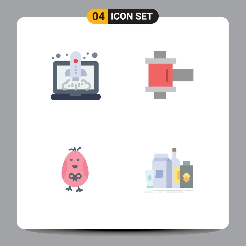 Group of 4 Flat Icons Signs and Symbols for boost baby startup reel packaging Editable Vector Design Elements