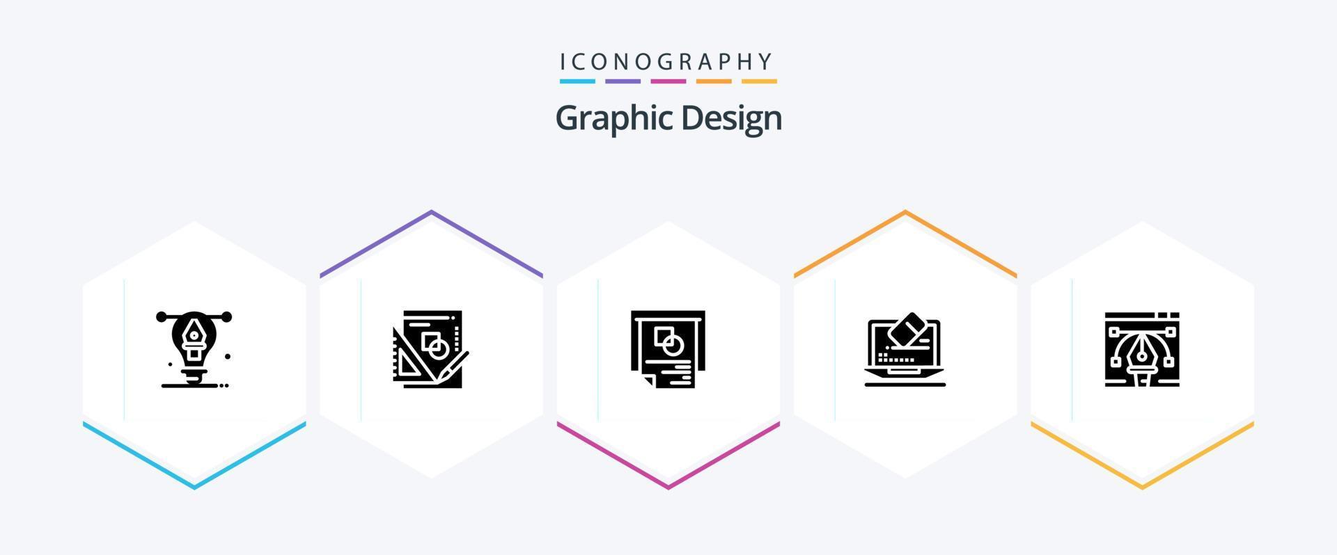 Graphic Design 25 Glyph icon pack including data . mathematics . success. layout vector