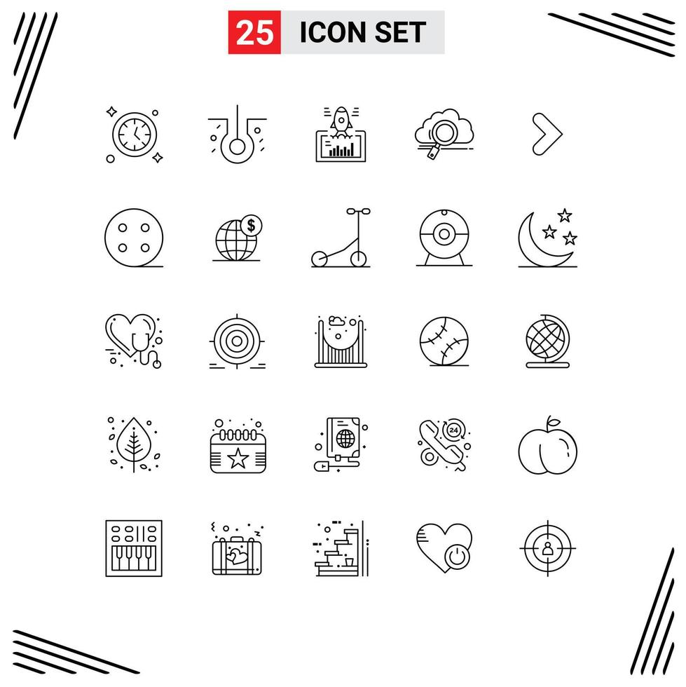 Pack of 25 creative Lines of right computing website technology search Editable Vector Design Elements