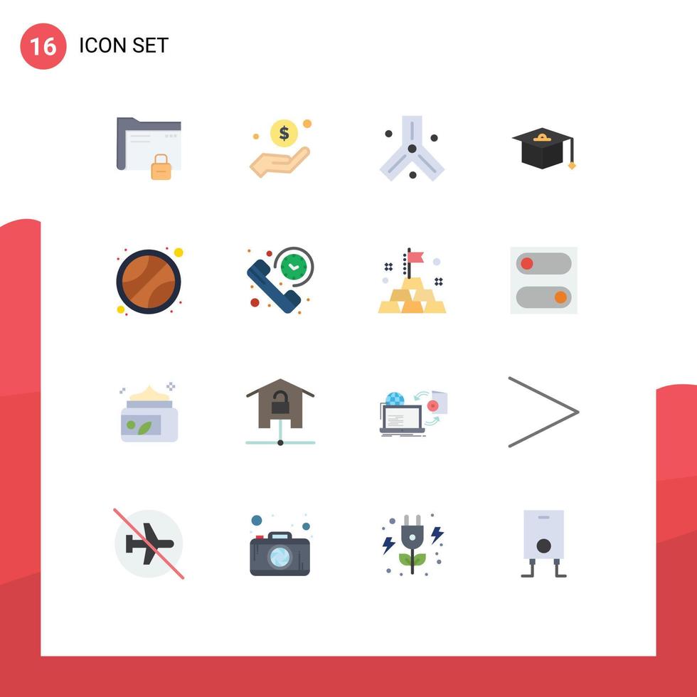 grupo de símbolos de icono universal de 16 colores planos modernos de educación de pelota gorra de caridad adn paquete editable de elementos creativos de diseño de vectores