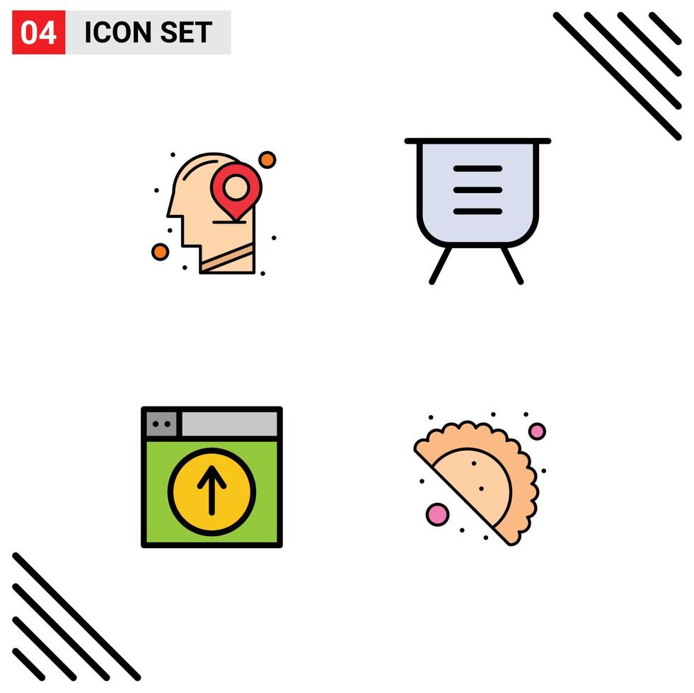 4 iconos creativos signos y símbolos modernos de carga de cabeza mente menos elementos de diseño vectorial editables web vector