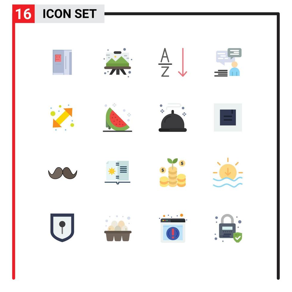 16 User Interface Flat Color Pack of modern Signs and Symbols of arrow user painting support chat Editable Pack of Creative Vector Design Elements