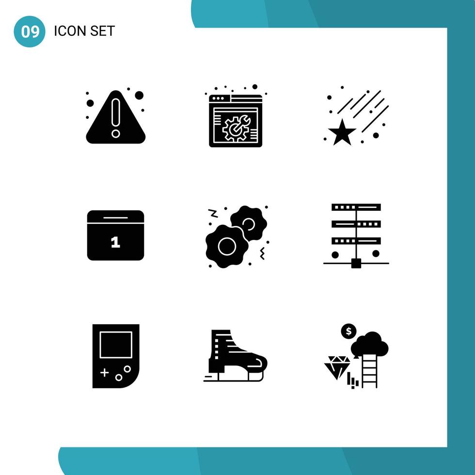 9 Universal Solid Glyph Signs Symbols of data food space cookies month Editable Vector Design Elements
