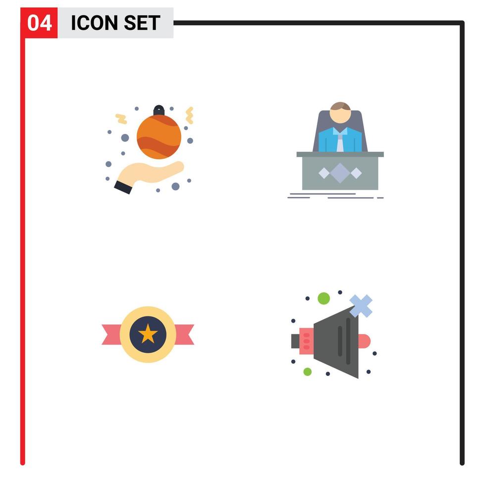 4 Thematic Vector Flat Icons and Editable Symbols of ball award hand legend medal Editable Vector Design Elements