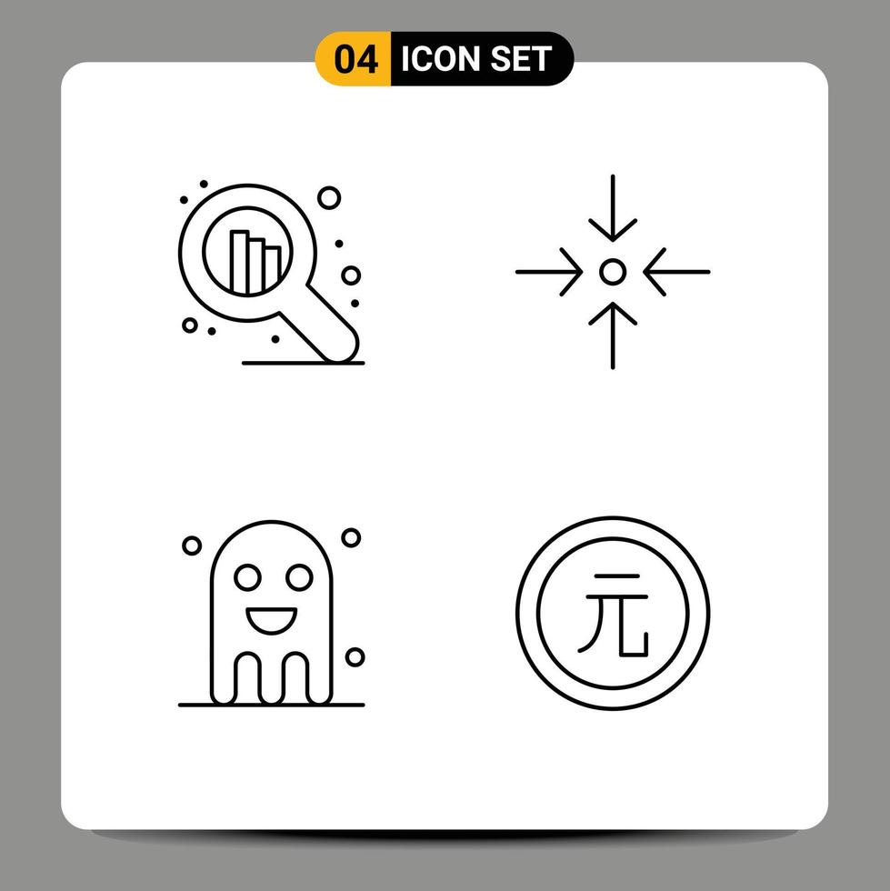 Mobile Interface Line Set of 4 Pictograms of seo ghost arrow celebration business Editable Vector Design Elements