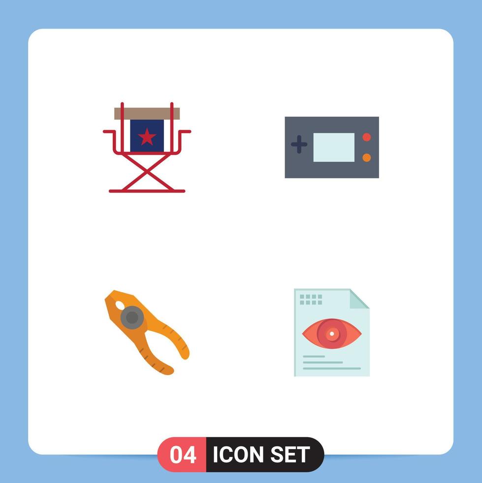 Set of 4 Modern UI Icons Symbols Signs for chair technology star electronics pliers Editable Vector Design Elements