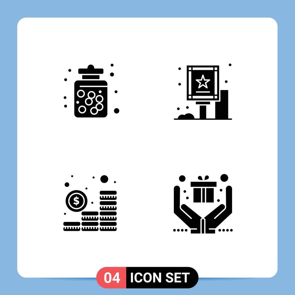 4 Creative Icons Modern Signs and Symbols of candy budget food advertising money Editable Vector Design Elements
