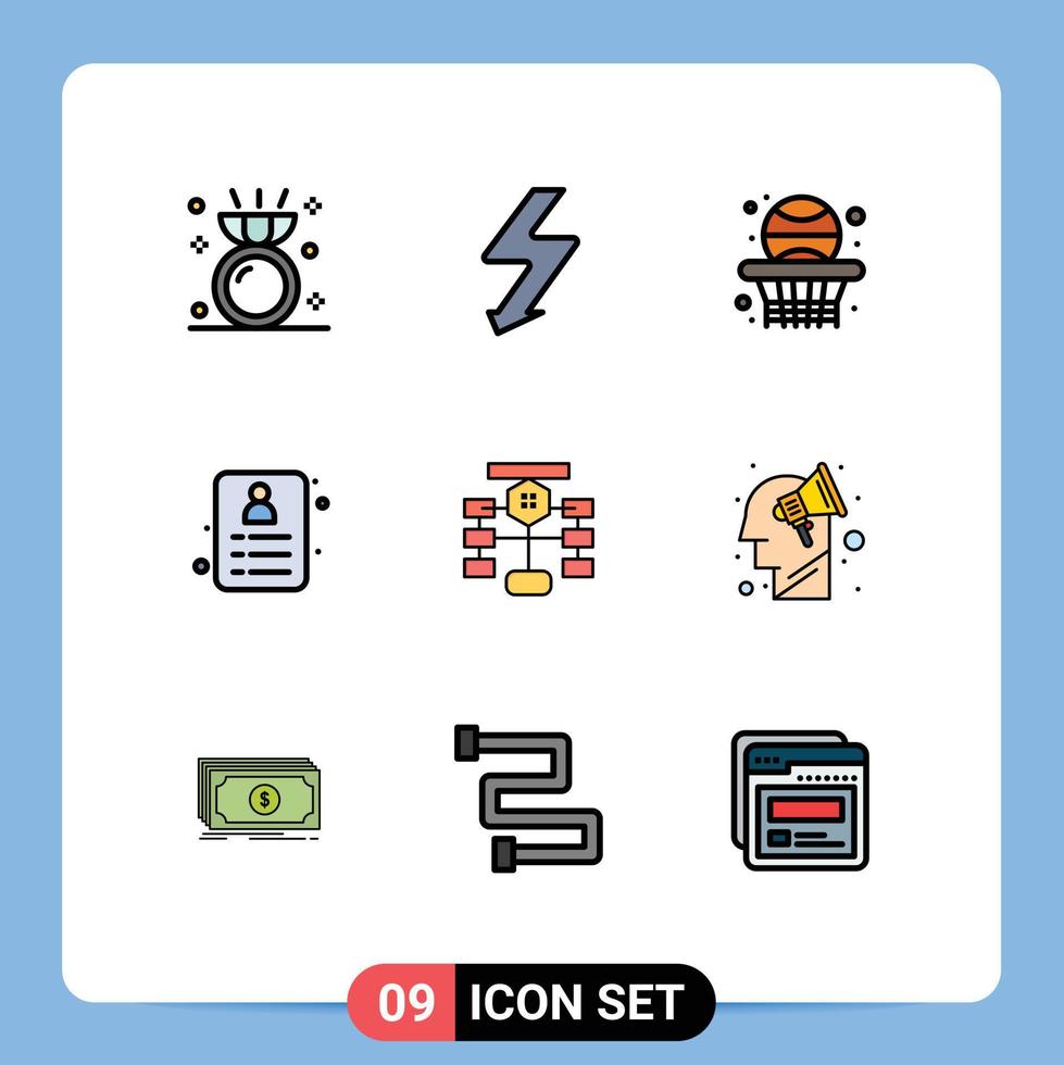 Stock Vector Icon Pack of 9 Line Signs and Symbols for data flow school flowchart card Editable Vector Design Elements