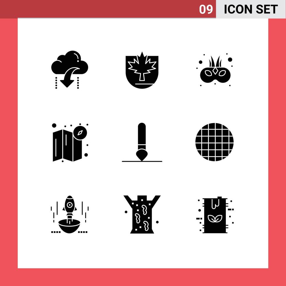 9 Thematic Vector Solid Glyphs and Editable Symbols of draw map shield location mask Editable Vector Design Elements