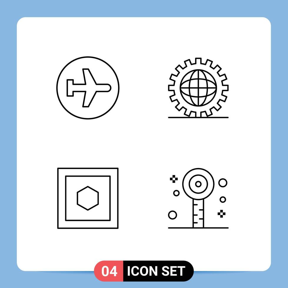 Line Pack of 4 Universal Symbols of aero plane programing flying design shape Editable Vector Design Elements