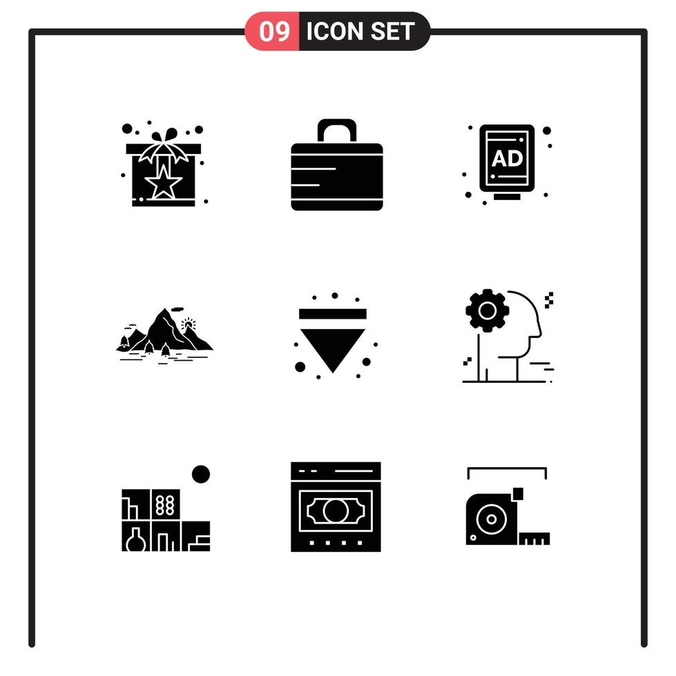9 Solid Glyph concept for Websites Mobile and Apps eject scene ad mountain hill Editable Vector Design Elements