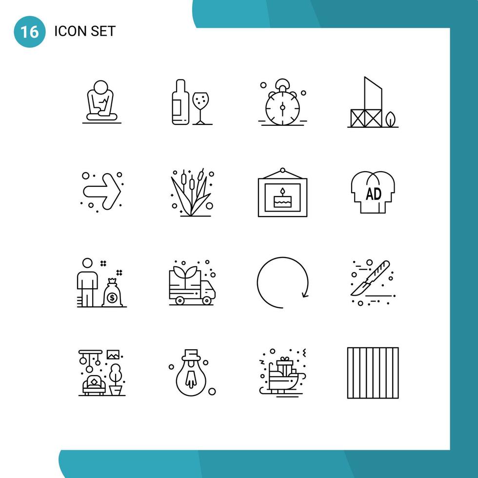 Universal Icon Symbols Group of 16 Modern Outlines of security lifeguard alarm beach alert Editable Vector Design Elements