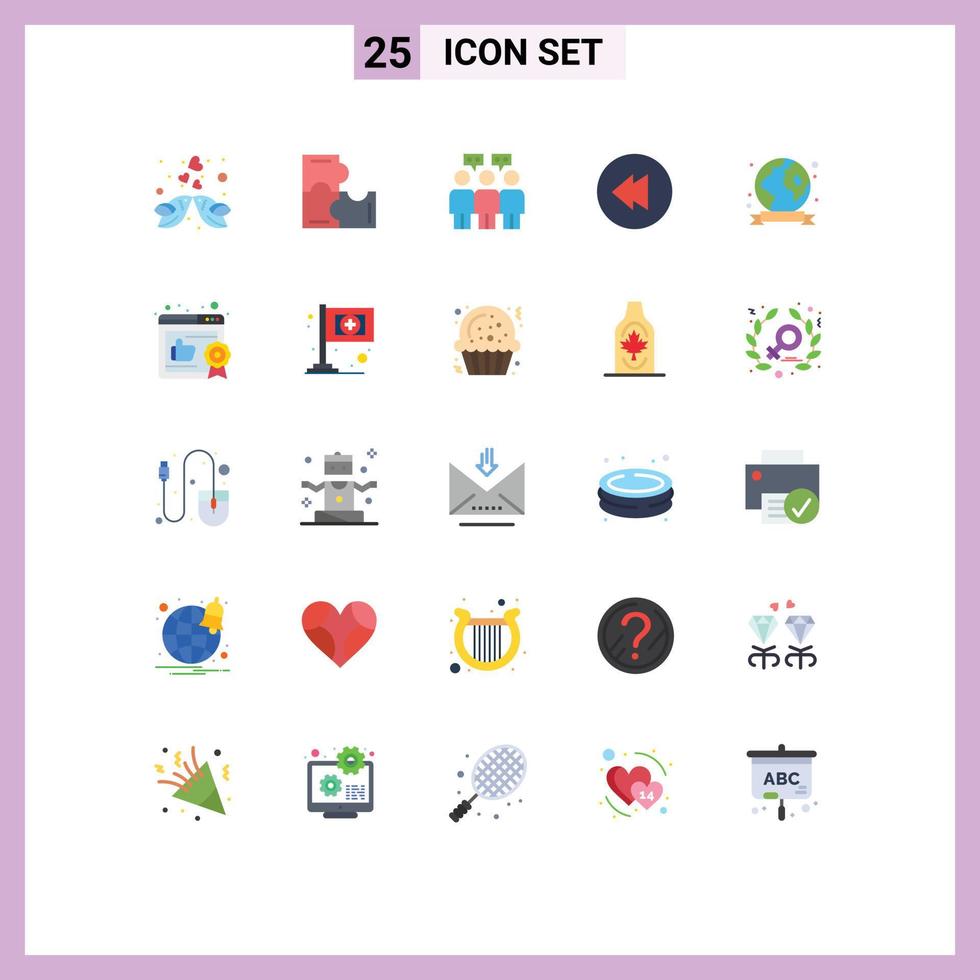 Pictogram Set of 25 Simple Flat Colors of environment earth day puzzle pieces badge multimedia Editable Vector Design Elements