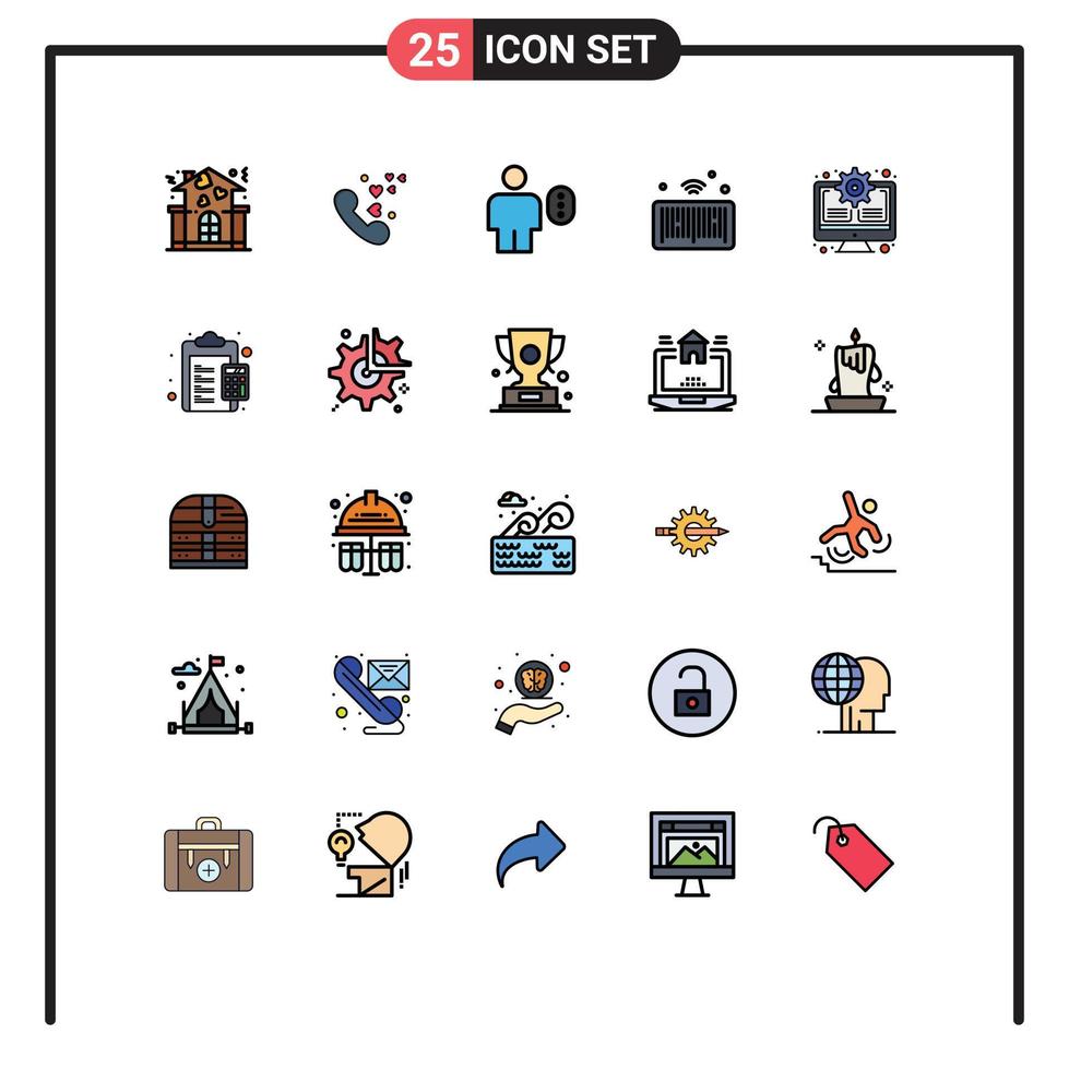 Set of 25 Modern UI Icons Symbols Signs for gear iot access internet password Editable Vector Design Elements