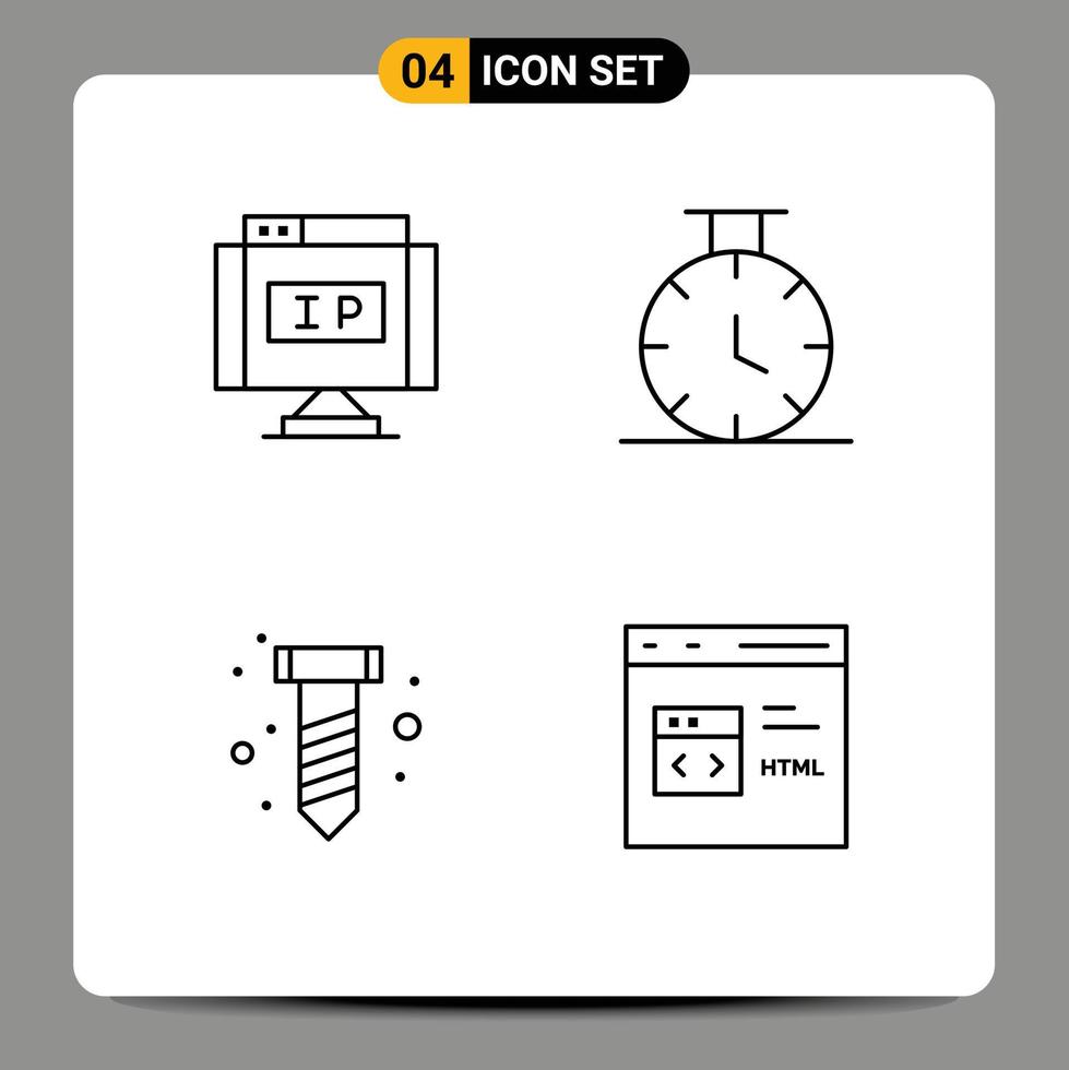 Line Pack of 4 Universal Symbols of internet code pointer diy develop Editable Vector Design Elements