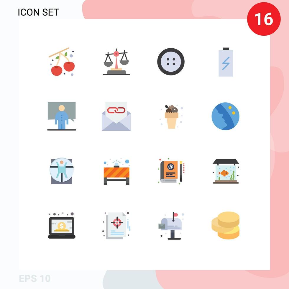 conjunto de 16 iconos modernos de la interfaz de usuario símbolos signos para la comunicación de la ropa de la conferencia de la persona paquete editable eléctrico de elementos de diseño de vectores creativos