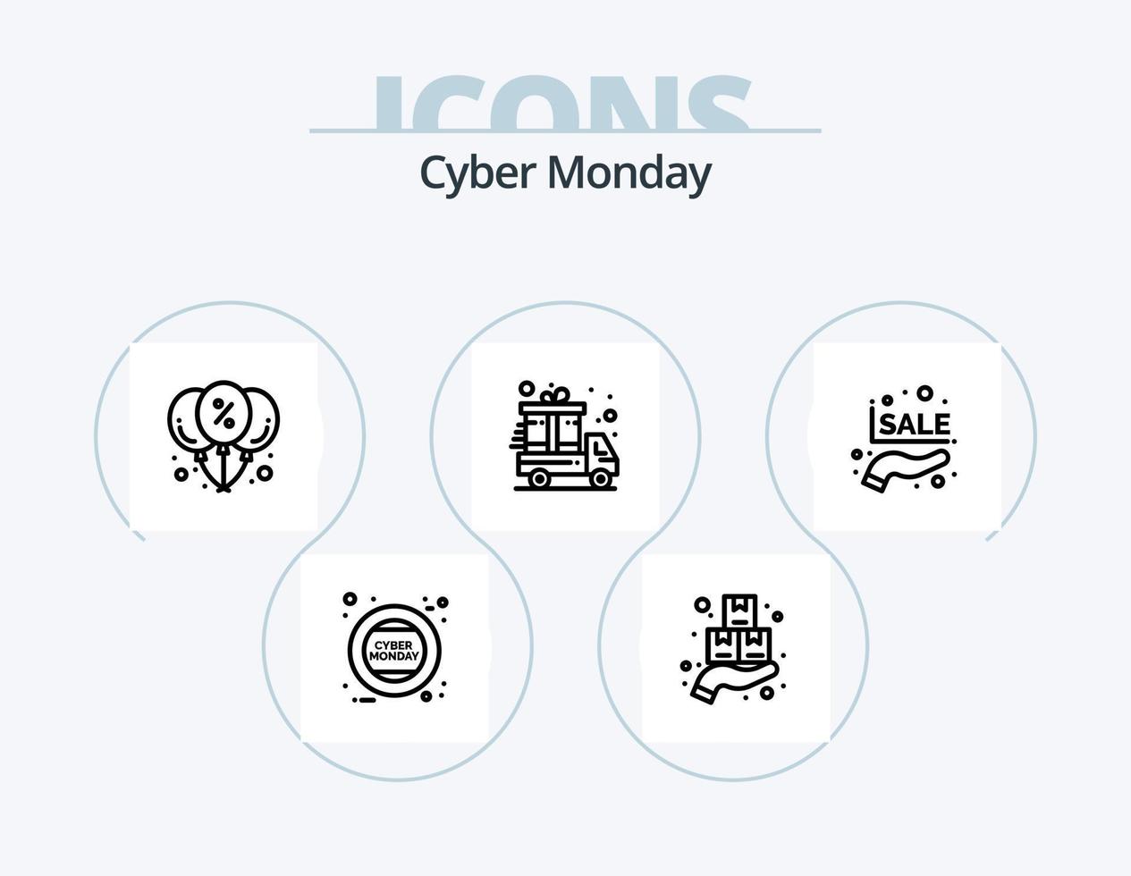 Cyber Monday Line Icon Pack 5 Icon Design. monday. cyber. discount. sale. mobile vector