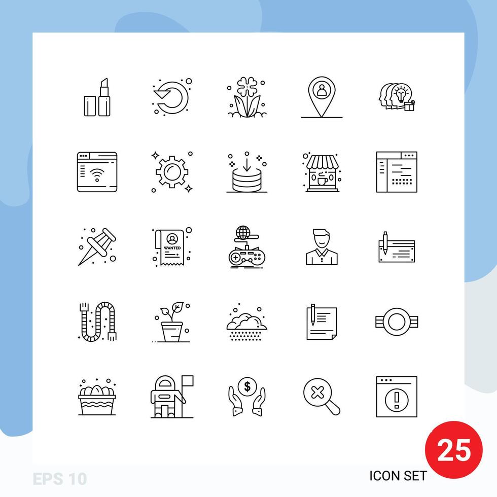 25 Universal Lines Set for Web and Mobile Applications transfer idea floral man location Editable Vector Design Elements