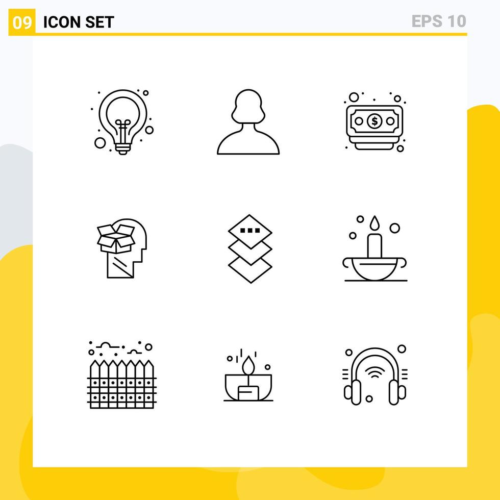 Universal Icon Symbols Group of 9 Modern Outlines of design user user data box Editable Vector Design Elements