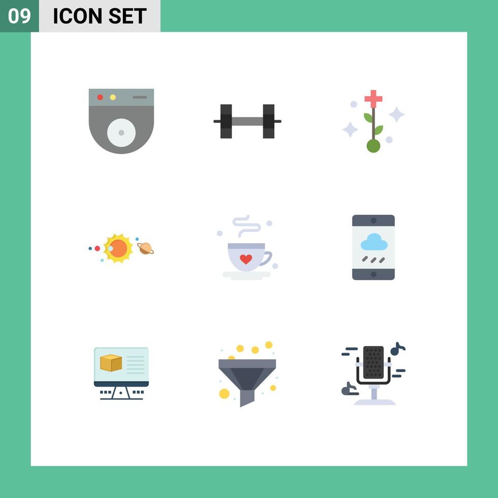 Set of 9 Modern UI Icons Symbols Signs for smartphone father solar dad astronomy Editable Vector Design Elements